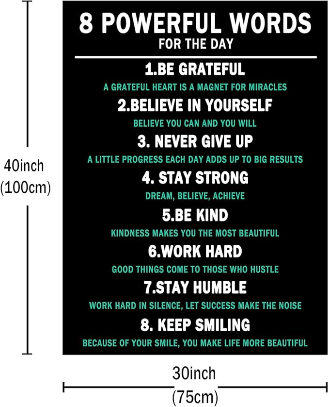 8 Powerful Words Motivational Poster Printed on Canvas Wall Decor for Office Inspirational Picture Poster Entrepreneur Quotes Artwork for Home Living Room Gym Framed Ready to Hang [30''Wx 40''H]