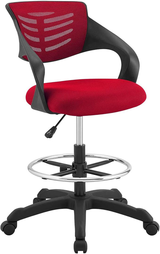 Modway Thrive Drafting Chair - Tall Office Chair for Adjustable Standing Desks in Red