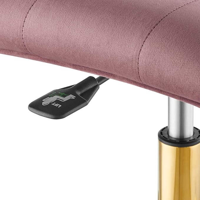 Modway Prim Armless Performance Velvet Office Chair in Gold Dusty Rose