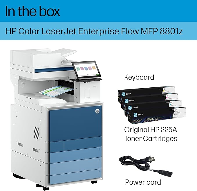 HP Color LaserJet Enterprise Flow 8801z Multifunction Printer, Scanner, Copier, Duplex, Best for Office (9S183A)