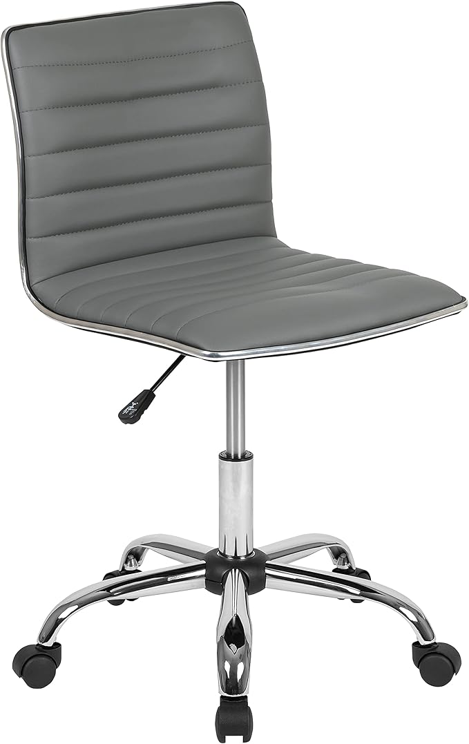 Flash Furniture Alan Low Back Designer Armless Light Gray Ribbed Swivel Task Office Chair