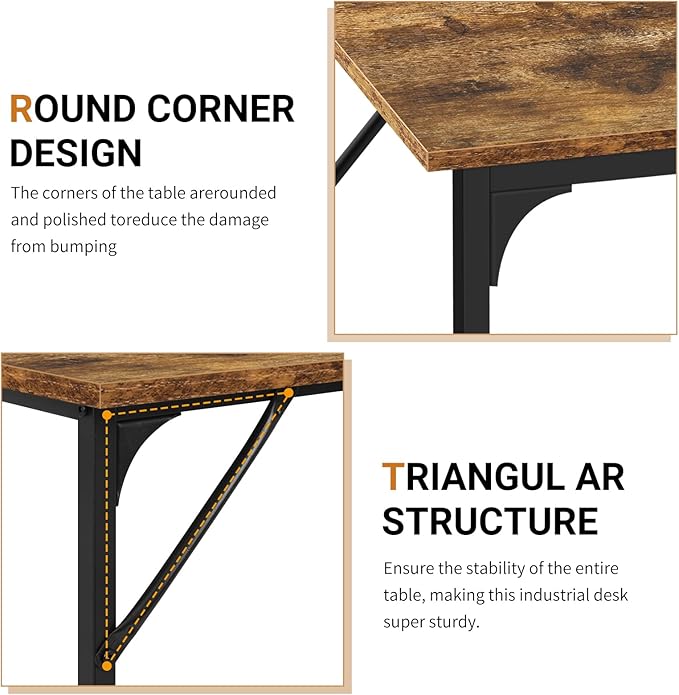 BLKMTY 32" Computer Desk, Home Office Writing Desk Wood PC Study Table Work Desks Modern Simple Style Laptop Table with Metal Frame and Smooth Tabletop for Workstation Bedroom, Vintage