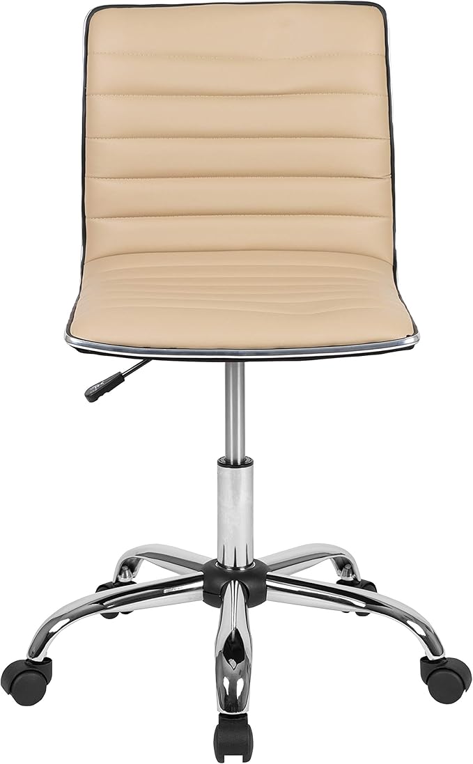 Flash Furniture Alan Low Back Designer Armless Tan Ribbed Swivel Task Office Chair