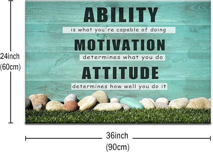 Inspirational Canvas Poster Motivational Wall Art Ability Motivation Attitude Picture Print Entrepreneur Quotes Painting Modern Home Living Room Office Gym Wall Decor Stretched and Framed[36''Wx24''H]
