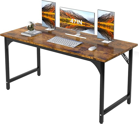 47 X 23.6 inch Computer Desk, Office Desk with Deeper & Thicker Desktop, Modern Simple Study Table with Sturdy Metal Frame & Large Legroom, Study Writing Work Desk for Home Office, Bedroom