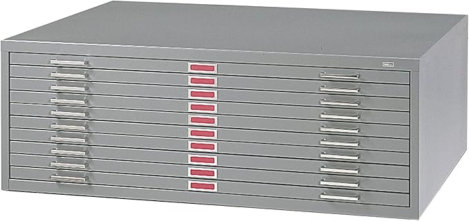 Safco Products 4986GR Flat File for 42" W x 30" D Documents, 10-Drawer (Additional Options Sold Separately), Gray