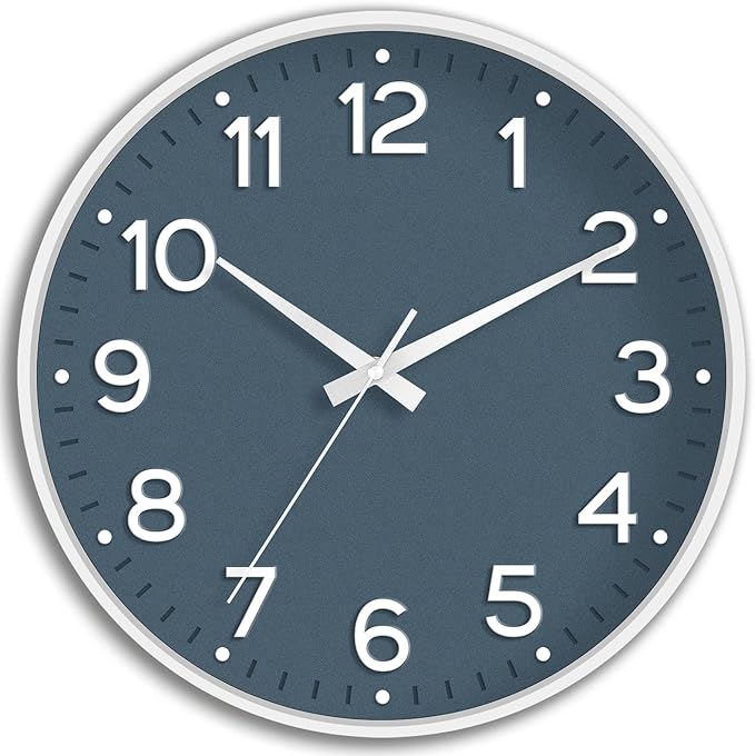 Wall Clock 12 Inch Silent Wall Clocks Battery Operated- Modern Non Ticking Analog Clock Decorative for Living Room Bedroom Office Kitchen(Azure Blue)