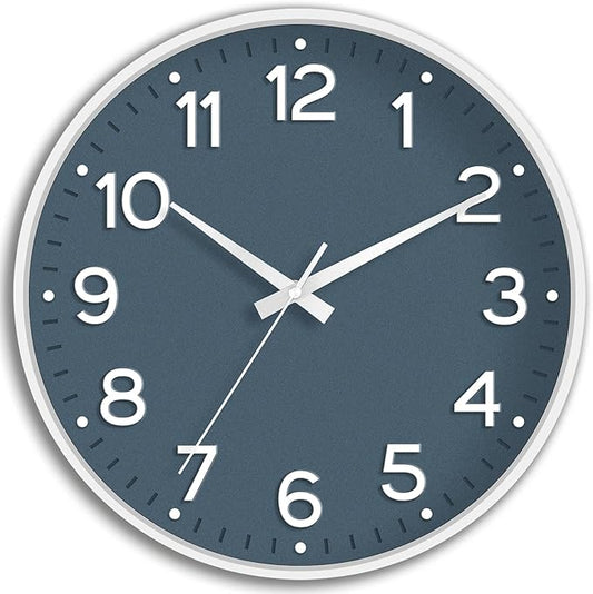 Wall Clock 12 Inch Silent Wall Clocks Battery Operated- Modern Non Ticking Analog Clock Decorative for Living Room Bedroom Office Kitchen(Azure Blue)
