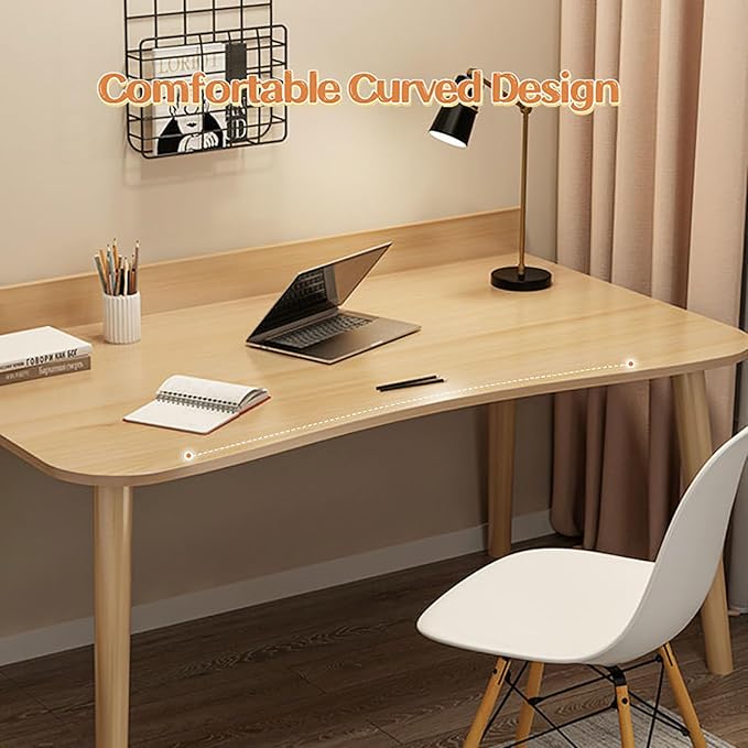 BK&MF Modern Wooden Simple Computer Desk with Drawer,Portable Writing Gaming Desk Stable Study Table Multi-Functional for Small Spaces Home Office,F,100x50x73cm(39x20x29inch)
