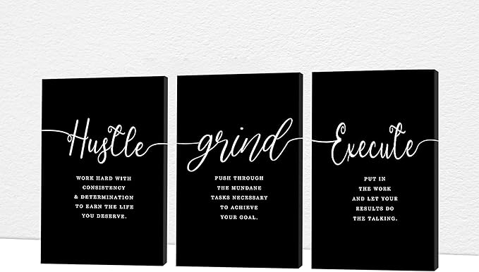 Office Wall Art-3 Panel Motivational Wall Art, Inspirational Quotes Canvas Art for Home Office Wall Decor,Positive Quote Wall Decor, Entrepreneur Words Poster Frame for Company Wall Decor 20”x30”x3Pcs