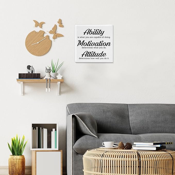 Inspirational Office Wall Decor, Motivational Plaques with Positive Sayings Canvas Painting Wall Art for Home Office Bathroom Decoration, Ability Sign Framed Posters Art Work Gift, 8 x 8 Inches