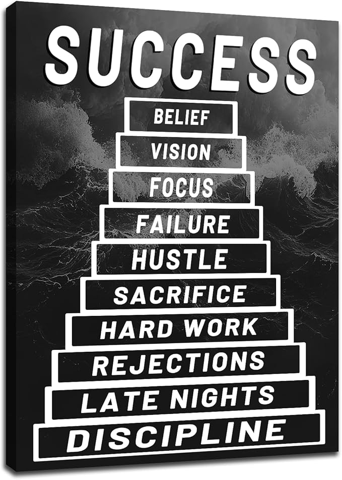 Motivational Classroom Office Success Poster Modern Entrepreneur Positive Quotes Canvas Prints Wall Art Paintings Ready to Hang for Home Living Room Home Decorations Stretched Artwork [30''Wx 40''H]