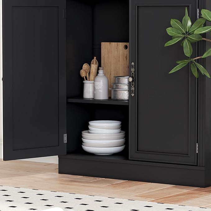 70.1" Tall Bookshelf with Cabinet, 5-Tier Floor Standing Bookcase with Doors & Adjustable Shelves, 31.5" Wide Storage Shelf, Metal Handles, Modern Organizer for Home Office, Living Room