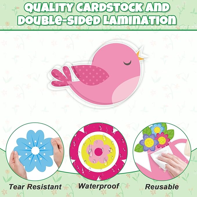 Spring Mental Health Bulletin Board Set Bloom Flower Classroom Decoration Inspirational Positive Affirmations Station Bulletin Board Cutouts for Motivational Office School Home Chalkboard Wall Decor