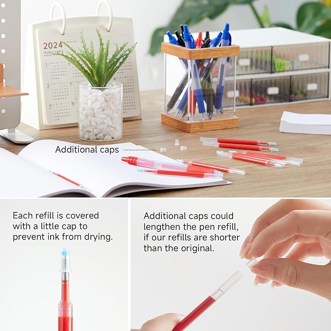 Retractable Gel Pen Refills, Shuttle Art 30 Pack Red Rollerball Gel Ink Pens Refills, Bulk Set, 0.7mm Fine Point for Writing Journaling Taking Notes School Office Home