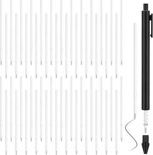 50 Pcs 1mm Retractable Ballpoint Pen Refills Bulk 4.92 Inch Replacement Ballpoint Ink Pen Refills Smooth Writing for Click Ball Point Pens School Office Supplies(Black Ink,Classic)