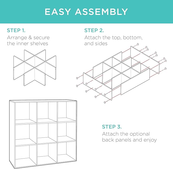 Best Choice Products 9-Cube Storage Organizer, 11in Shelf Opening, Bookcase, Display Shelf, Customizable w/ 3 Removable Back Panels - White