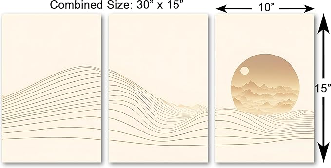 30 x 15 TOTAL - Landsape of lines Wall Art Canvas Geometric Print modern minimalis, office art - 3 Panel Split