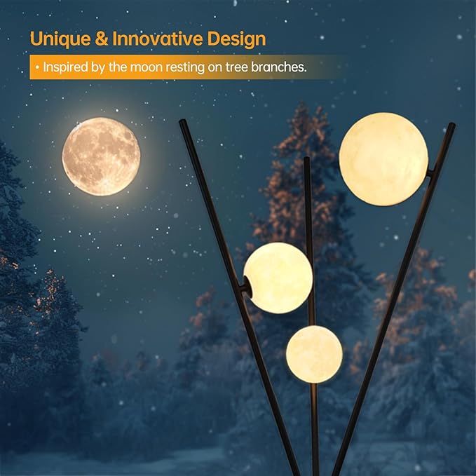Floor Lamps for Living Room - Tall Floor Lamp 3D Printed Standing Lamp Modern Bedroom Floor Lamp Large Moon Floor Lamp with Remote Tripod Floor Lamp for Living Room,Bedroom,Office