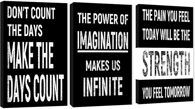 Office Wall Art-3 Panel Motivational Canvas Art for Home Office, Positive Quote Art, Entrepreneur Poster Frame 20'x30'x3Pcs