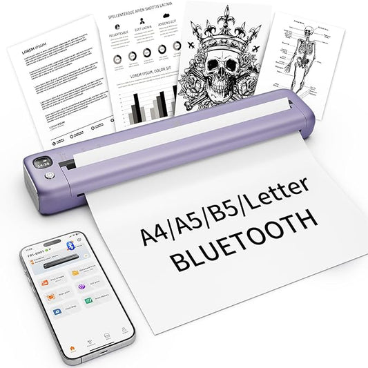 Rongta Portable Printer Wireless for Travel, Bluetooth Inkless Thermal Printers for 8.5" x 11" US Letter, Compatible with Android iOS Phone Mac Windows Computer for Office & Home, Gift Ideas