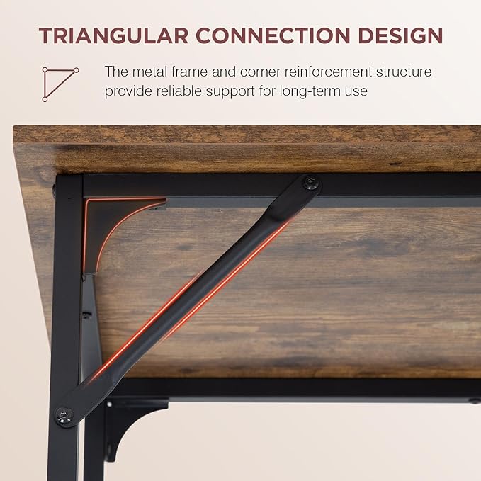 Computer Desk, 39 Inch Office Desk with Metal Frame, Home Office Desk, Modern Simple Style for Small Space Home Office, Living Room, Bedroom, Brown