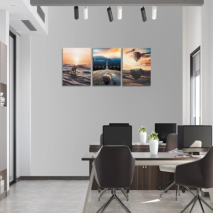 BWSPACE Motivational Canvas-Inspirational 3 Pieces Wall Art Decorations for Office Living Room and Bedroom Decor