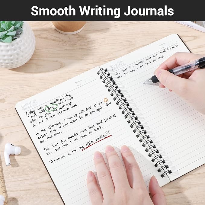 EUSOAR College Ruled Spiral Notebook, A5 6packs 5.5"X8.3" 120 Pages inches Coffee Hardcover Lined Travel Writing Notebooks Journal, Students Office Business Subject Diary Ruled Spiral Book Journal