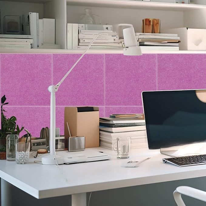 Honoson 12 Pack 47"x35" Large Cork Boards Tiles Alternative Felt Wall Tiles Bulletin Board with Safe Adhesive Cork Board Squares for Walls Organize Home Office Classroom Pin Photo Panels(Purple)