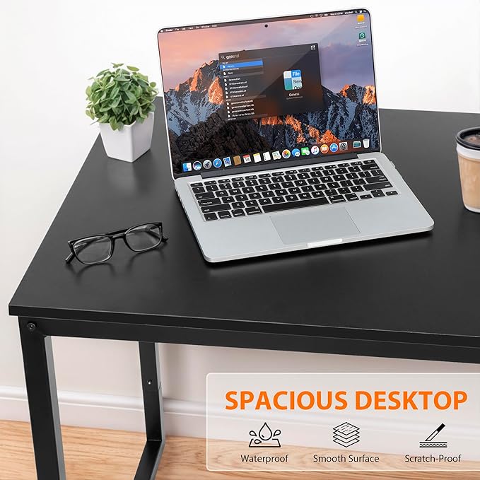 ZenStyle Computer Desk 55" Large Office Desk Computer Table Laptop PC Simple Study Writing Desk for Home Office, Black