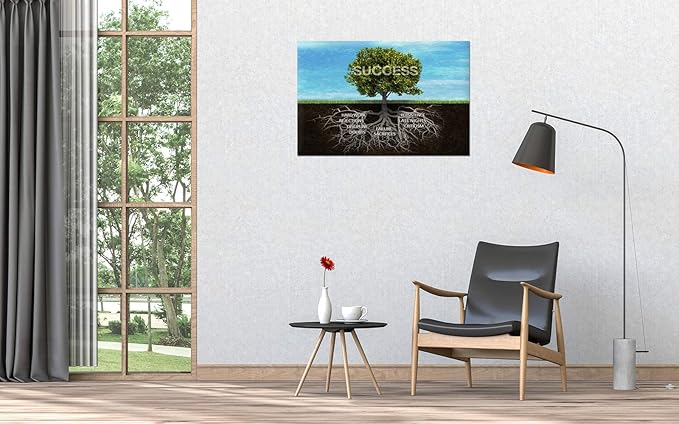 Yatsen Bridge Modern Motivational Wall Art for Office Decor Success Tree Roots Inspirational Wall Posters Entrepreneur Canvas Art Framed Ready to Hang - 12''Hx16''W