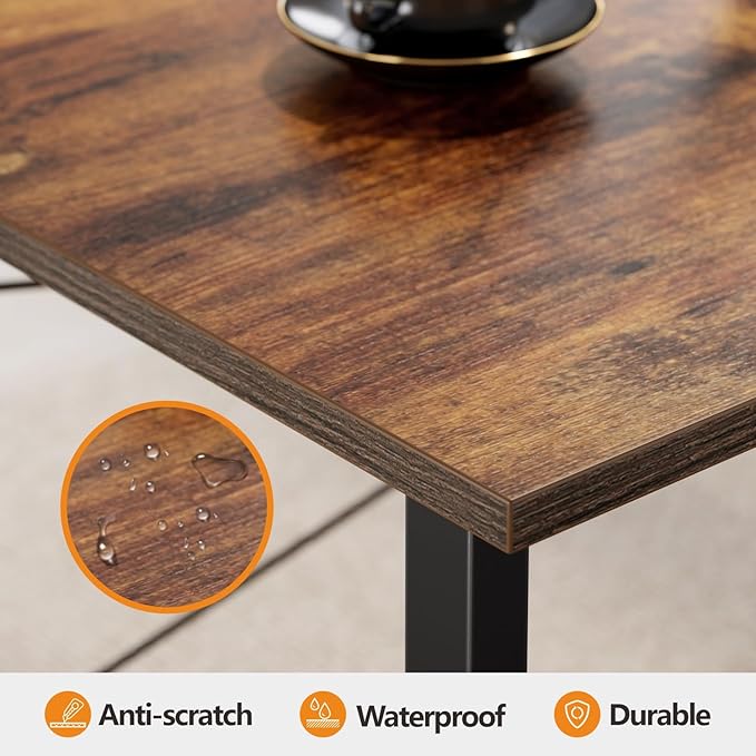 CubiCubi Computer Desk 32" Study Writing Table for Home Office, Modern Simple Style PC Desk, Black Metal Frame, Rustic Brown
