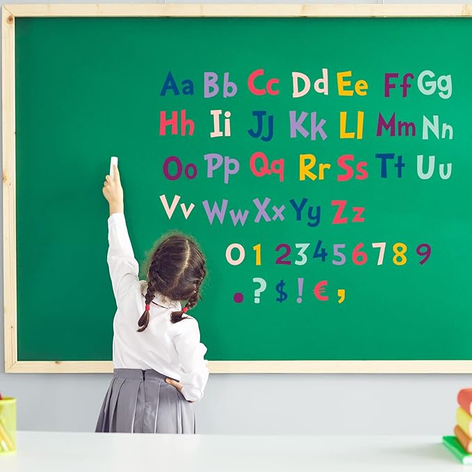 Tenare 134 Pieces 5 Inch Bulletin Board Letters Alphabet Numbers Combo Set Letter Cutouts for Bulletin Board Display Home Decor(Happy Day Color)