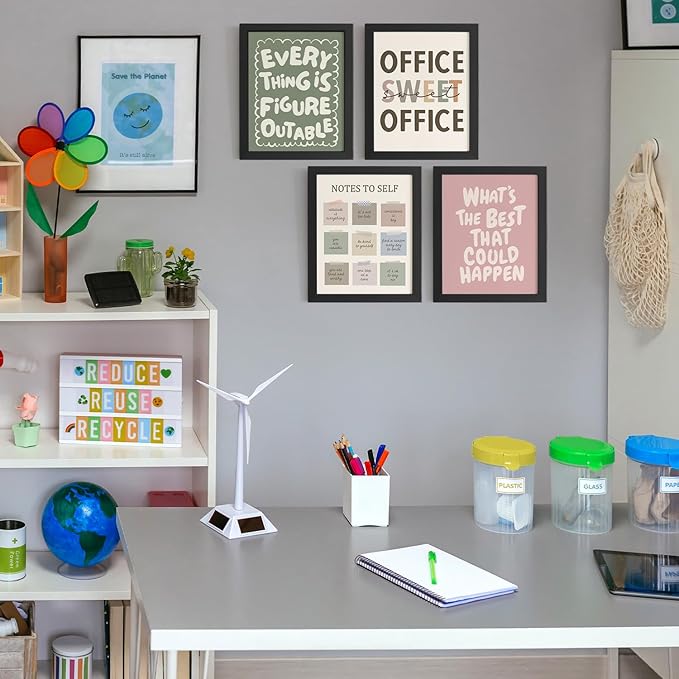 DSHFG Motivational Office Wall Art Decor Prints Set of 4, Inspirational Artwork Wall Decor for Office, Affirmation Cubicle Decorations, 8x10 Unframed