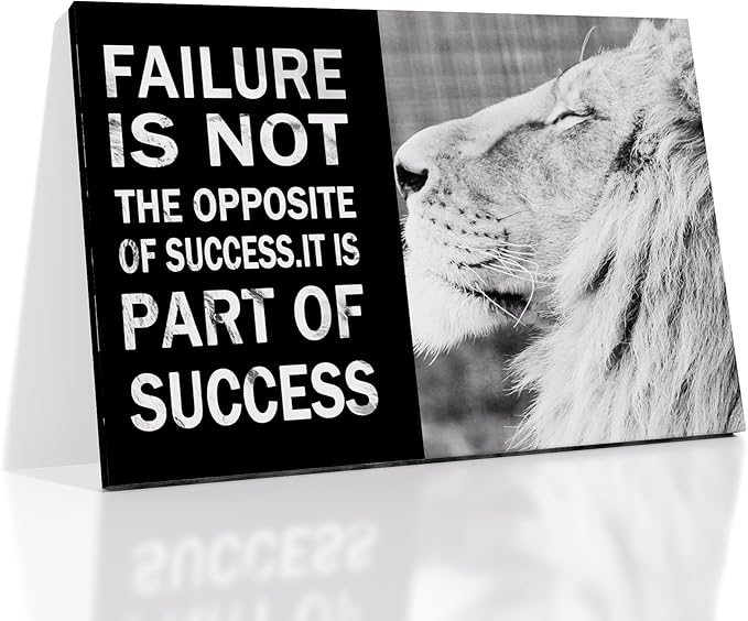 Inspirational Lion Poster Wall Art Black and White Animal Motivational Quotes Print on Canvas Painting Picture Artwork for Modern Home Living Room Gym Wall Decoration Ready to Hang [36''W x 24''H]