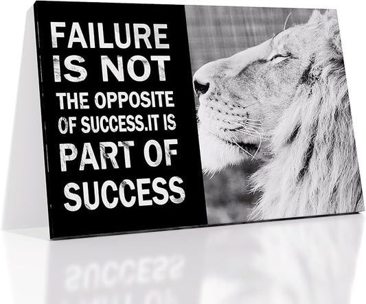 Inspirational Lion Poster Wall Art Black and White Animal Motivational Quotes Print on Canvas Painting Picture Artwork for Modern Home Living Room Gym Wall Decoration Ready to Hang [36''W x 24''H]
