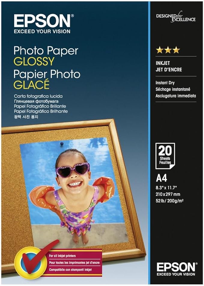 Epson A4 Glossy Photo Paper - White