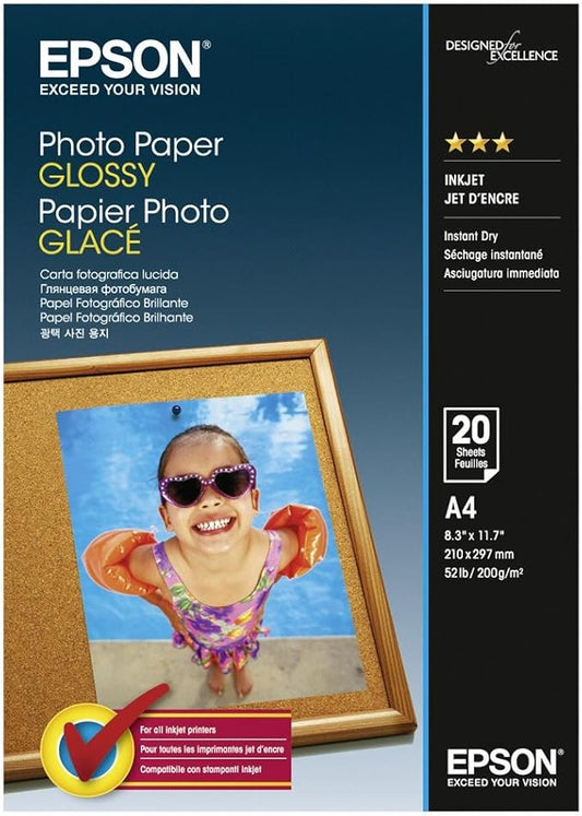 Epson A4 Glossy Photo Paper - White