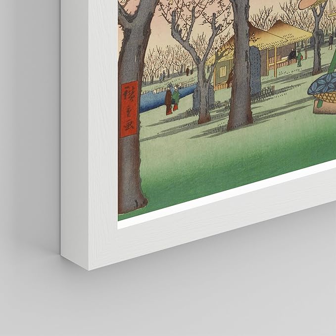 SIGNWIN Framed Poster Wall Art Set of Koinobori The Carp Fish, Plum Park Landscape with 2 Cranes from One Hundred, Plum Blossom in Garden for Living Room, Bedroom, Office - 11"x14"x 8 White