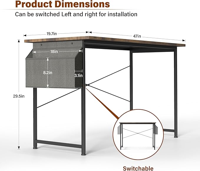 Small Space Writing Desk with Headphone Hooks, Modern Simple Design, Suitable for Study, Home Office and Living Room