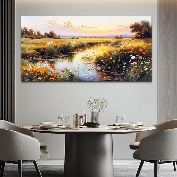ZUITINGHUA Canvas Wall Art For Living Room Large Wall Decor For Office Bedroom Decorations Rivers Landscape Pictures Farmhouse Painting Artwork Room Wall Mural Aesthetic Home Decor 30x60 In
