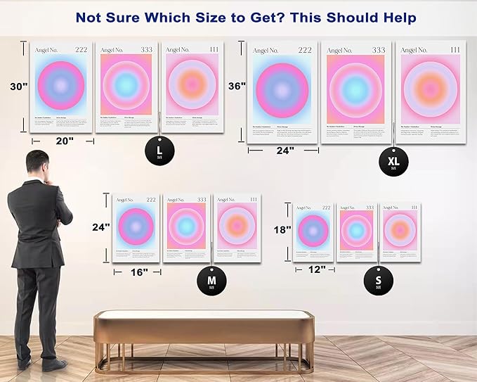 Colorful Gradient Aura Angel Numbers Poster Canvas Print Artwork Room Decor for Bedroom Aesthetic, 3 Piece Framed Inspirational Minimalist Art Paintings Decor for Bedroom Office 12"x18" x 3 Pcs