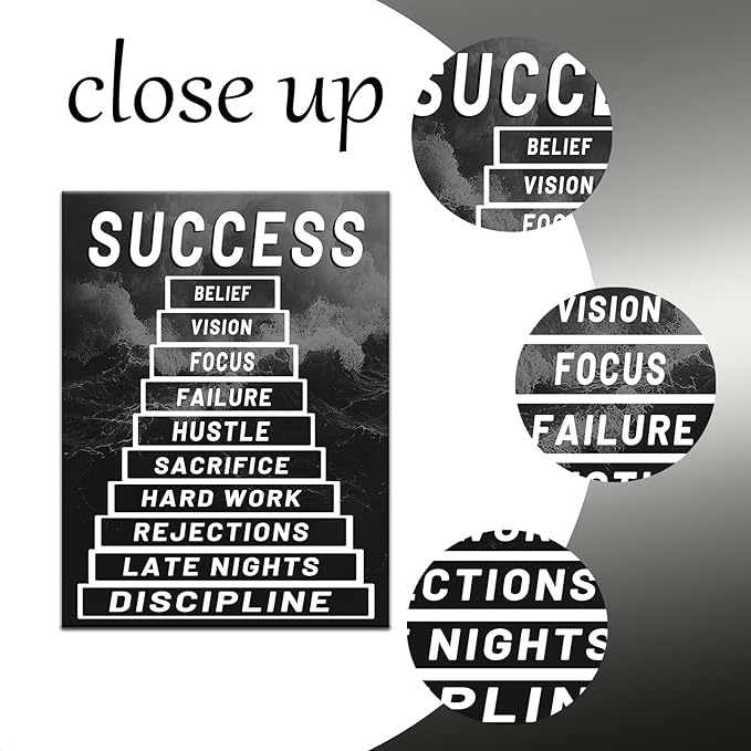 Motivational Classroom Office Success Poster Modern Entrepreneur Positive Quotes Canvas Prints Wall Art Paintings Ready to Hang for Home Living Room Home Decorations Stretched Artwork [30''Wx 40''H]