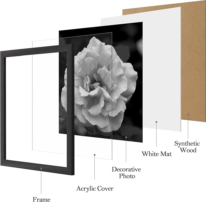 eletecpro 12x12 Picture Frames Set of 9 with 12x12 inches Mat, No Opening Free Size Mat for Multi-size Photos, Square Gallery Wall Decor, Black Collage Frame Set for Wall Hanging