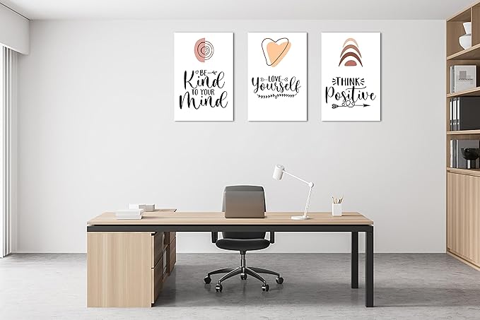 3 Piece Mental Health Canvas Wall Art, Anxiety Therapy Motivational Poster Canvas Print Pictures for Wall, Psychologist Counselor Inspirational Posters Framed Artwork for Classroom 16"x24" x 3 Pcs