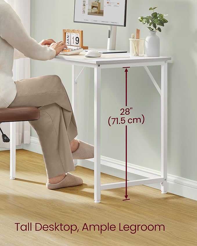 VASAGLE Computer Desk, Office Work Desk, 39.4 x 19.7 x 29.9 Inches, for Study, Bedroom, Home Office, Living Room, Maple White and Cloud White ULWD041W44