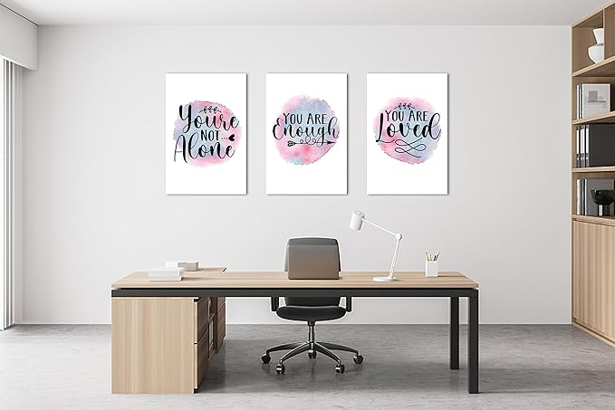 3 Piece Mental Health Canvas Wall Art, Anxiety Therapy Motivational Poster Canvas Print Pictures for Wall, Psychologist Counselor Inspirational Posters Framed Artwork for Classroom 20"x30" x 3 Pcs