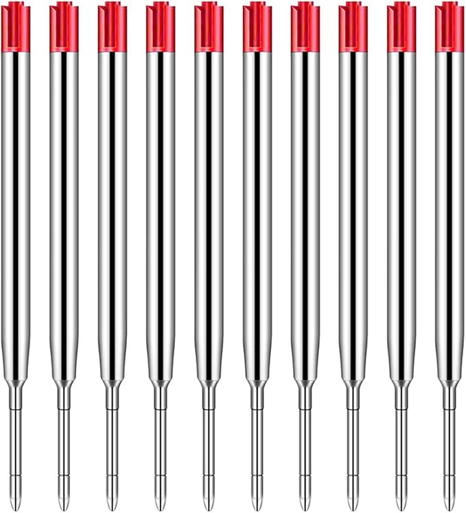 Pack of 10 Replaceable Ballpoint Pen Refills, G2 Gel,1mm Medium Point,Twist Pen Refill,Ball Point Pen Refills,Red Ink Refills