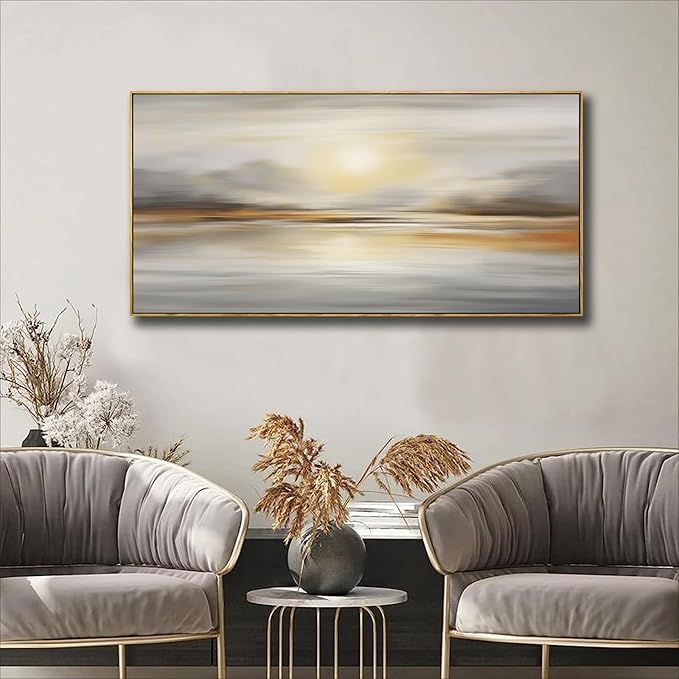 Framed Wall Art Abstract Seascape Canvas Printing Wall Decor Artwork for Living Room Bedroom Dining Room Home Office Decor 20x40inch