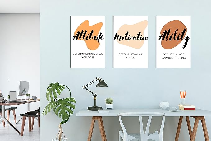 3 Piece Boho Abstract Graphics Motivational Quotes Canvas Print Pictures Wall Decor, Men Women Inspirational Framed Artwork Home Office Decor 16"x24" x 3 Pcs